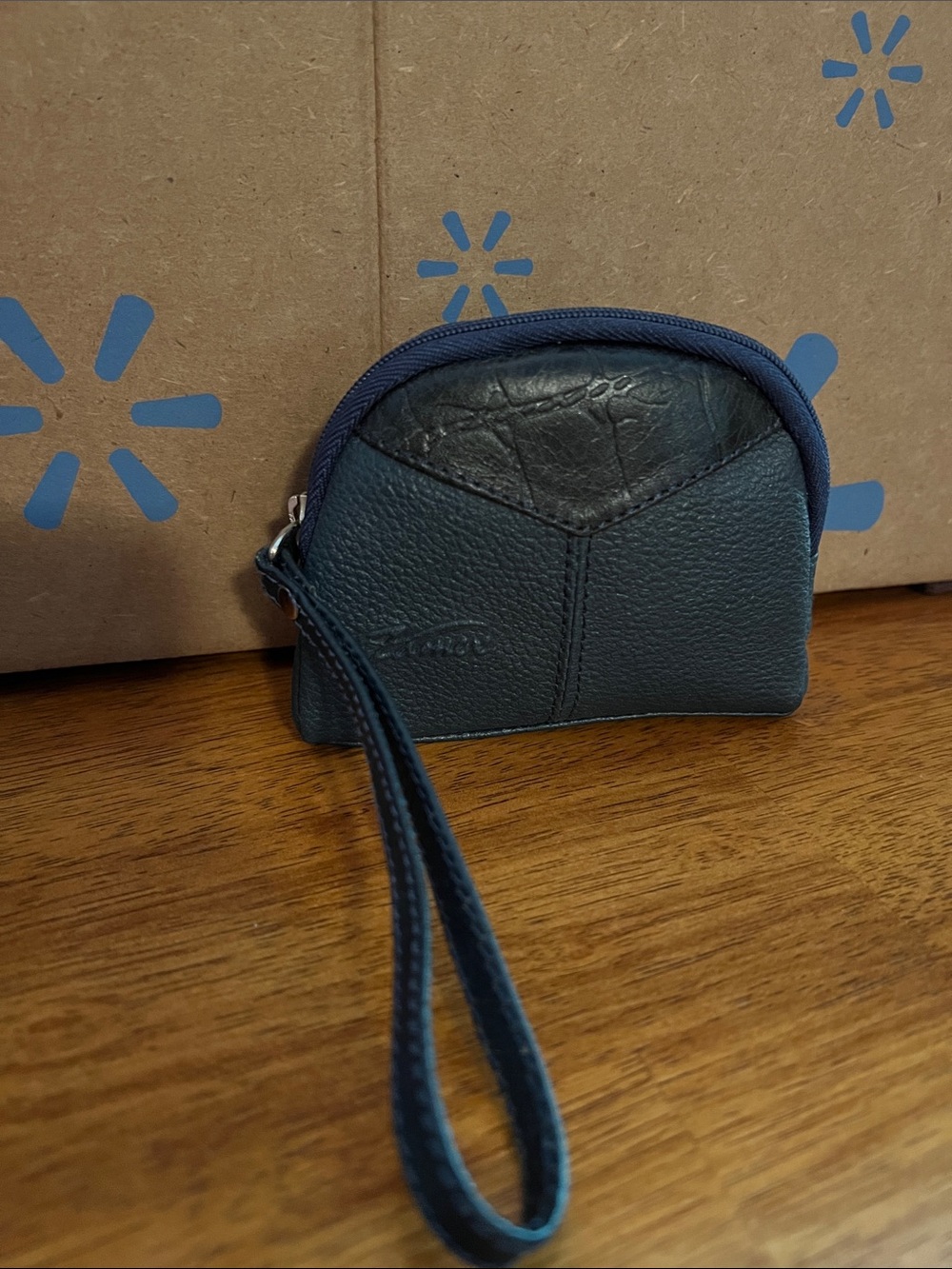 Zamex Small Navy Leather Wristlet Coin Purse